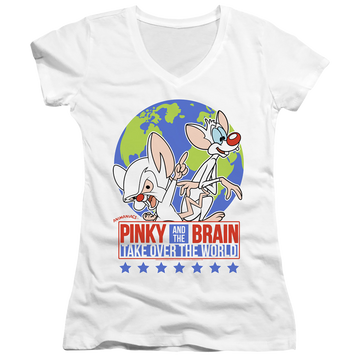 Pinky And The Brain Campaign - Juniors V-Neck T-Shirt Juniors V-Neck T-Shirt Pinky and The Brain   