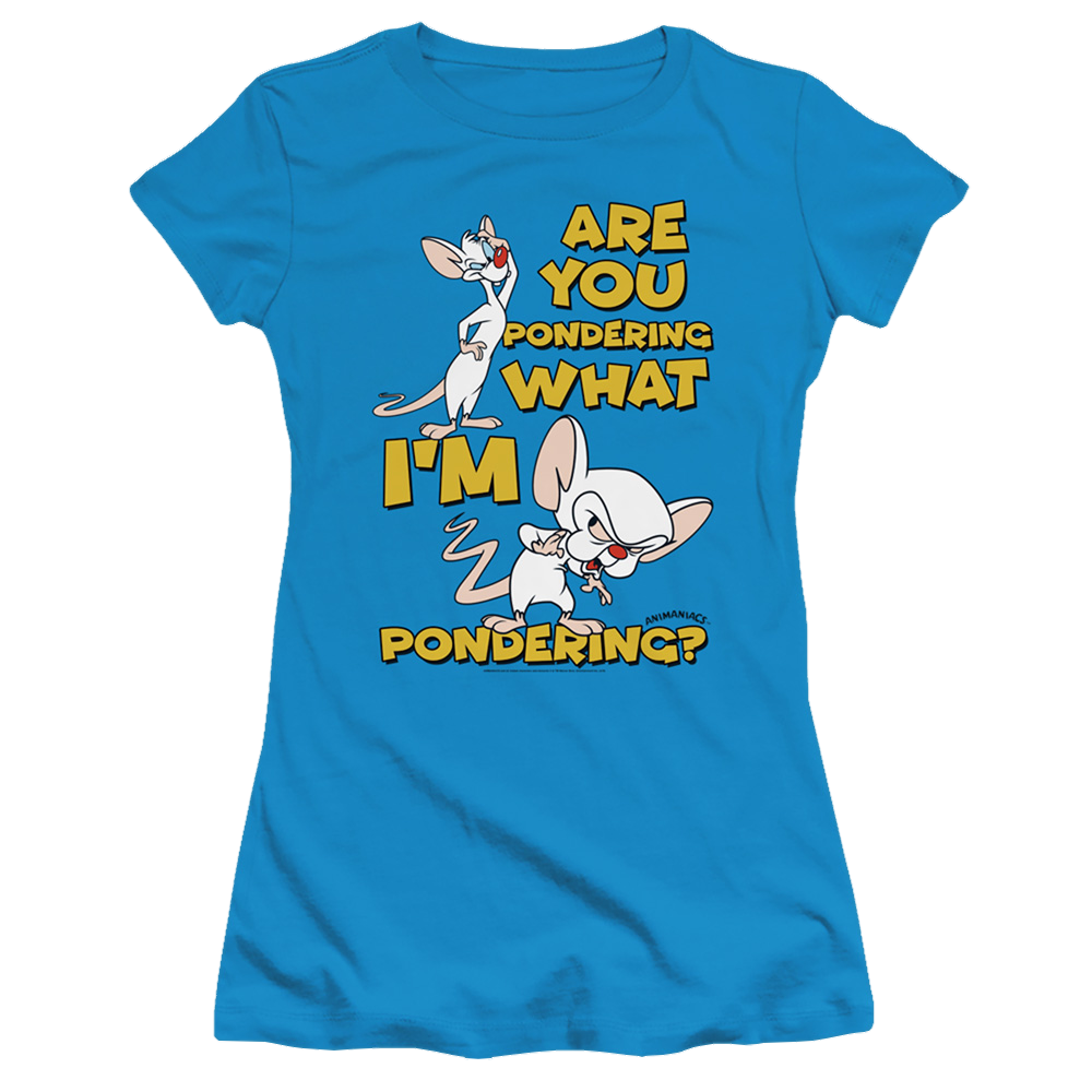 Pinky And The Brain Pondering - Juniors T-Shirt Juniors T-Shirt Pinky and The Brain   