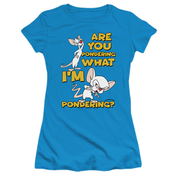 Pinky And The Brain Pondering - Juniors T-Shirt Juniors T-Shirt Pinky and The Brain   