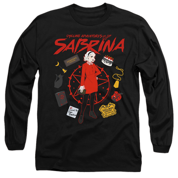 Black men's long sleeve t-shirt with Chilling Adventures of Sabrina Circle graphic