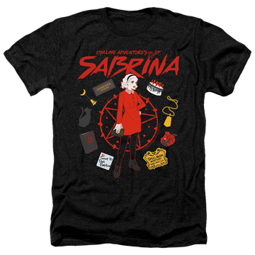 Charcoal men's heather t-shirt with Chilling Adventures of Sabrina Circle graphic