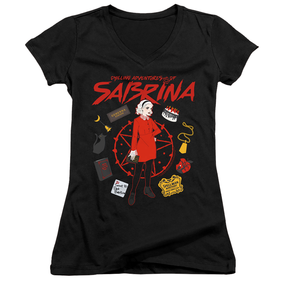 Chilling Adventures Of Sabrina Circle - Juniors V-Neck T-Shirt Juniors V-Neck T-Shirt Chilling Adventures of Sabrina   