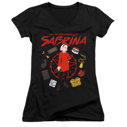 Chilling Adventures Of Sabrina Circle - Juniors V-Neck T-Shirt Juniors V-Neck T-Shirt Chilling Adventures of Sabrina   