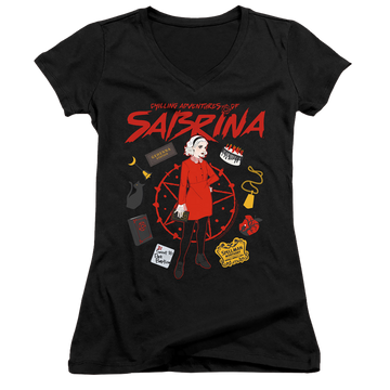 Chilling Adventures Of Sabrina Circle - Juniors V-Neck T-Shirt Juniors V-Neck T-Shirt Chilling Adventures of Sabrina   