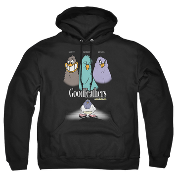 Black pullover hoodie with Animaniacs Goodfeathers graphic