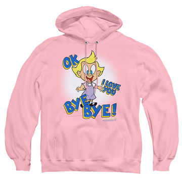 Pink pullover hoodie with Animaniacs Mindy graphic