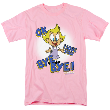 Pink men's regular fit t-shirt with Animaniacs Mindy graphic