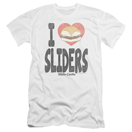 White Castle I Heart Sliders - Men's Premium Slim Fit T-Shirt Men's Premium Slim Fit T-Shirt White Castle   