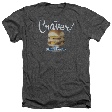 Charcoal men's heather t-shirt with White Castle Craver graphic