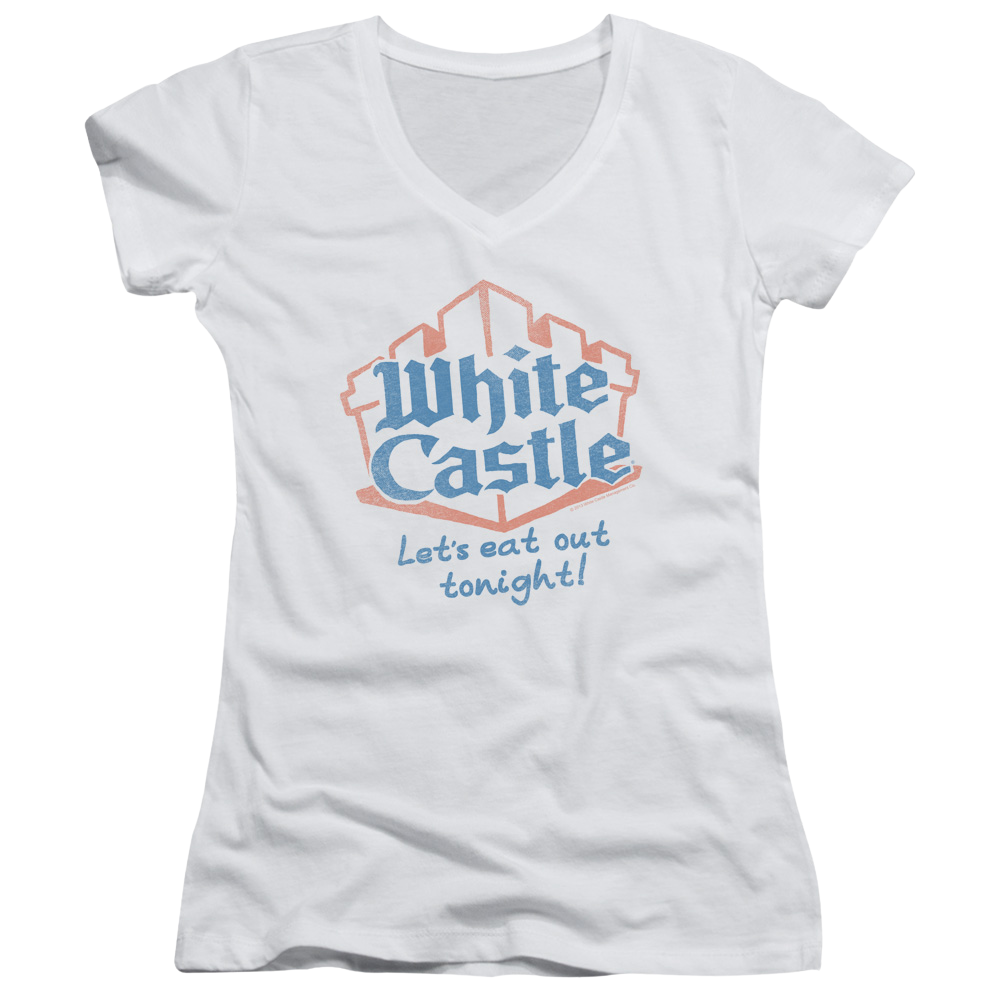 White Castle Lets Eat - Juniors V-Neck T-Shirt Juniors V-Neck T-Shirt White Castle   