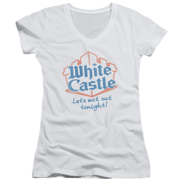 White Castle Lets Eat - Juniors V-Neck T-Shirt Juniors V-Neck T-Shirt White Castle   