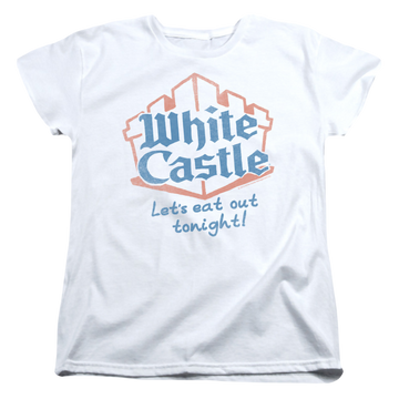 White women's t-shirt with White Castle Lets Eat graphic