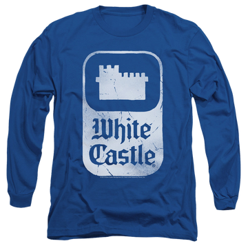 Royal men's long sleeve t-shirt with White Castle Classic Logo graphic