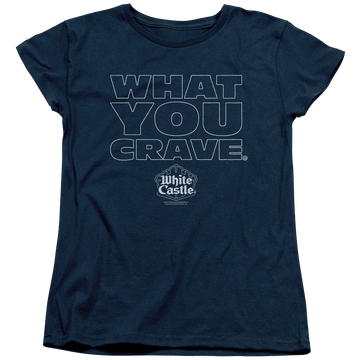Navy women's t-shirt with White Castle Craving graphic