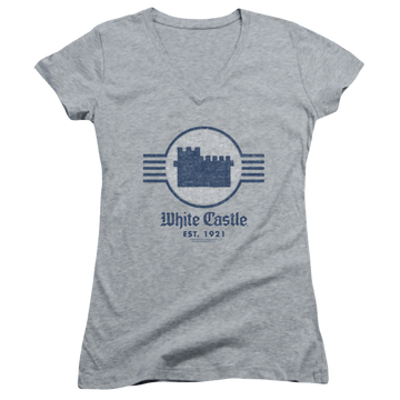 White Castle Emblem - Juniors V-Neck T-Shirt Juniors V-Neck T-Shirt White Castle   