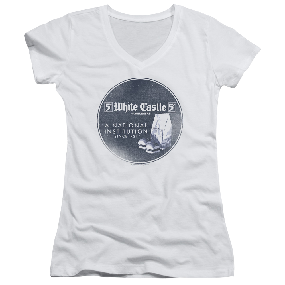 White Castle National Institution - Juniors V-Neck T-Shirt Juniors V-Neck T-Shirt White Castle   