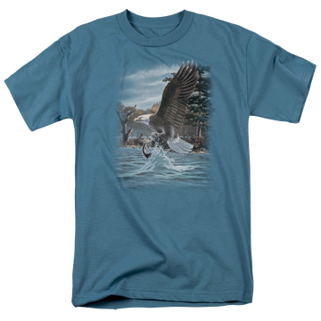 Slate men's regular fit t-shirt with Wild Wings The North Woods Bald Eagle graphic