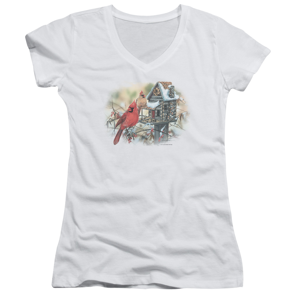 Wild Wings Cardinals Rustic Retreat - Juniors V-Neck T-Shirt Juniors V-Neck T-Shirt Wild Wings   