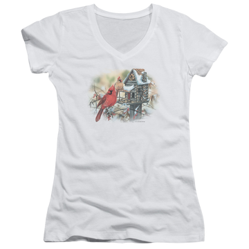 Wild Wings Cardinals Rustic Retreat - Juniors V-Neck T-Shirt Juniors V-Neck T-Shirt Wild Wings   