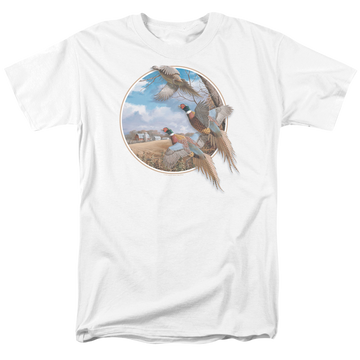 White men's regular fit t-shirt with Wild Wings October Memories Pheasants graphic