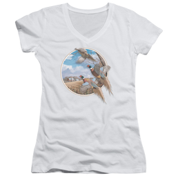 Wild Wings October Memories Pheasants - Juniors V-Neck T-Shirt Juniors V-Neck T-Shirt Wild Wings   