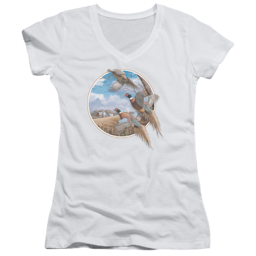 Wild Wings October Memories Pheasants - Juniors V-Neck T-Shirt Juniors V-Neck T-Shirt Wild Wings   
