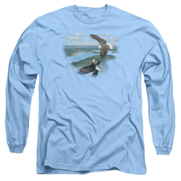 Carolina blue men's long sleeve t-shirt with Wild Wings Sky Dancers graphic