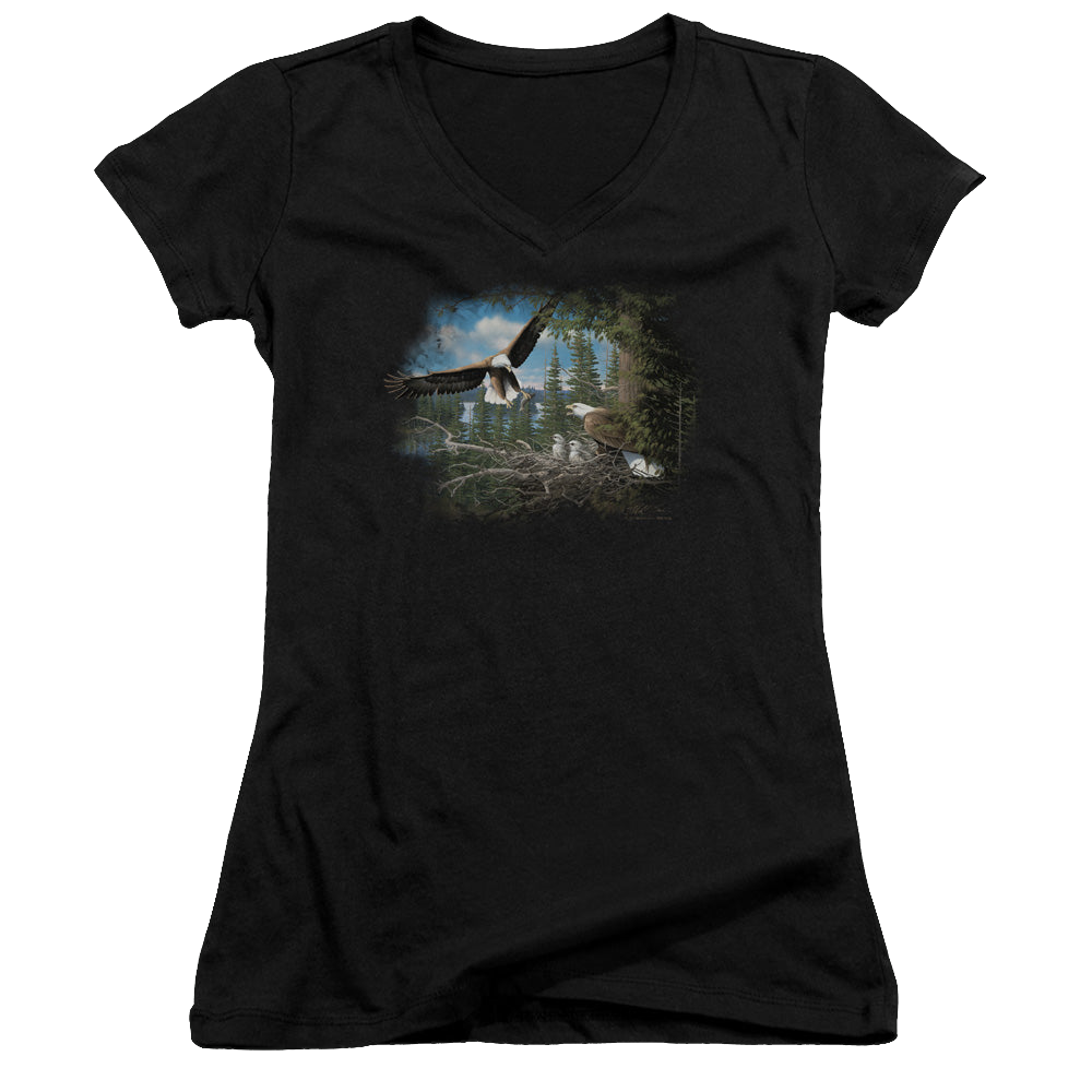 Wild Wings Spring Bald Eagles - Juniors V-Neck T-Shirt Juniors V-Neck T-Shirt Wild Wings   