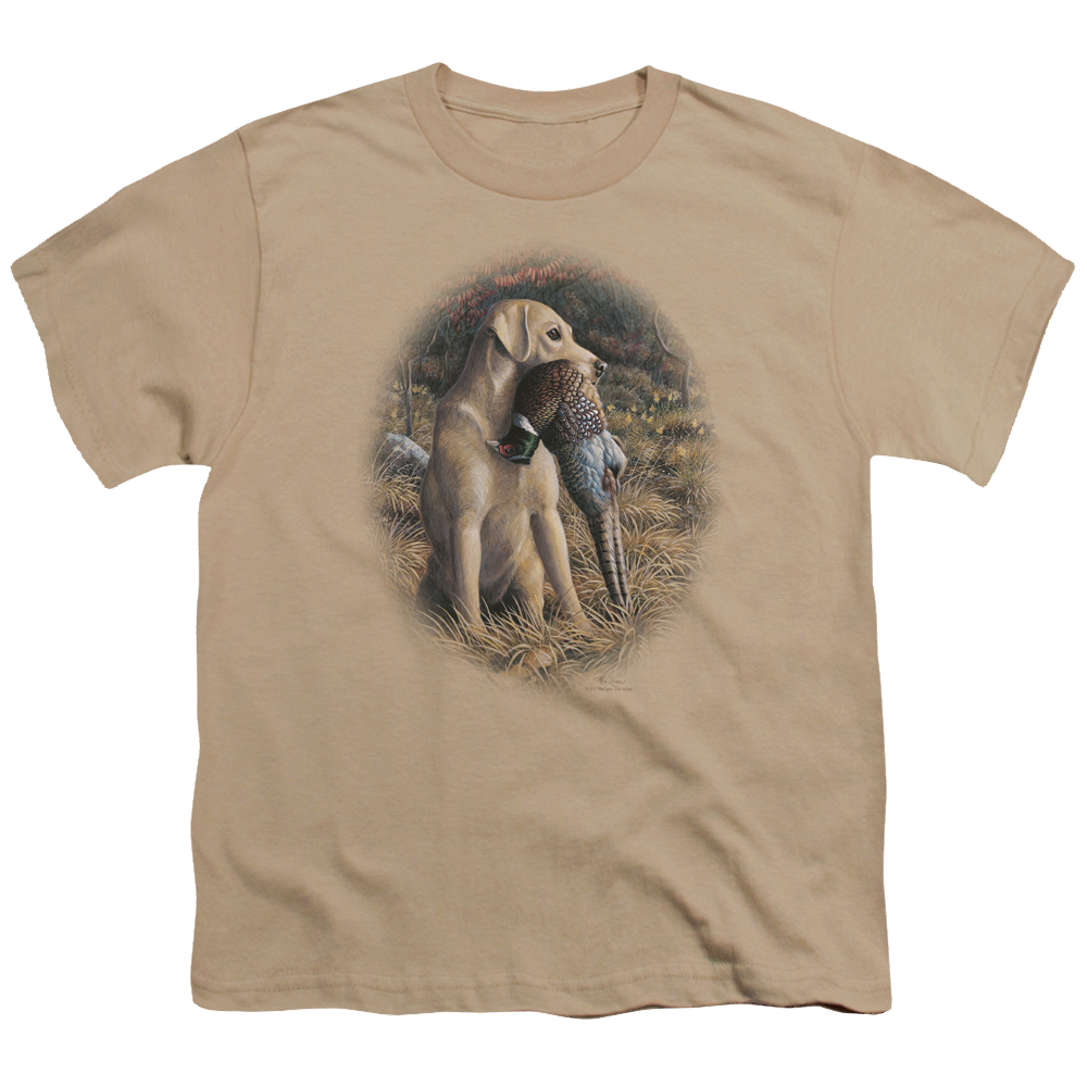 Wild Wings Yellow Lab With Pheasant - Youth T-Shirt Youth T-Shirt (Ages 8-12) Wild Wings   