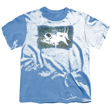 Slate youth t-shirt for ages 8 to 12 with Wild Wings English Pointer Pair graphic