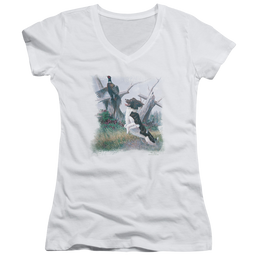 Wild Wings Springer With Pheasant - Juniors V-Neck T-Shirt Juniors V-Neck T-Shirt Wild Wings   