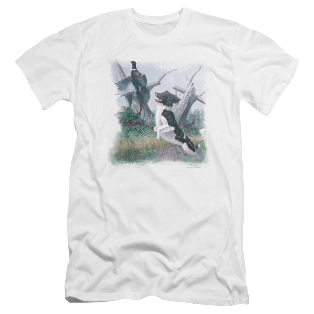 Wild Wings Springer With Pheasant - Men's Premium Slim Fit T-Shirt Men's Premium Slim Fit T-Shirt Wild Wings   