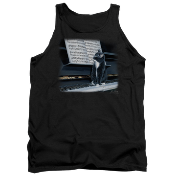 Black men's tank with Wild Wings Kitten On The Keys graphic