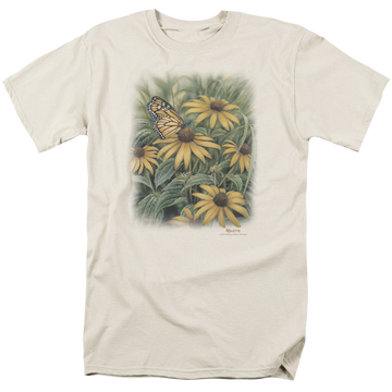 Cream men's regular fit t-shirt with Wild Wings Monarch Butterfly graphic