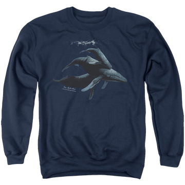 Navy men's crewneck sweatshirt with Wild Wings Power&Grace graphic