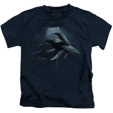 Navy kid's t-shirt for ages 4 to 7 with Wild Wings Power&Grace graphic