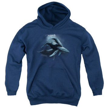 Navy youth hoodie for ages 8 to 12 with Wild Wings Power&Grace graphic