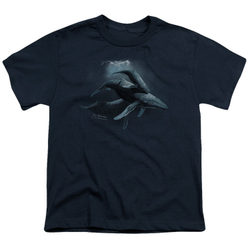 Navy youth t-shirt for ages 8 to 12 with Wild Wings Power&Grace graphic