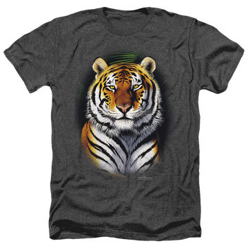 Charcoal men's heather t-shirt with Wild Wings Jungle Fire graphic