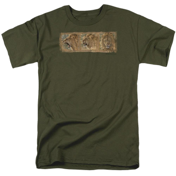 Military green men's regular fit t-shirt with Wild Wings Mood Swing graphic