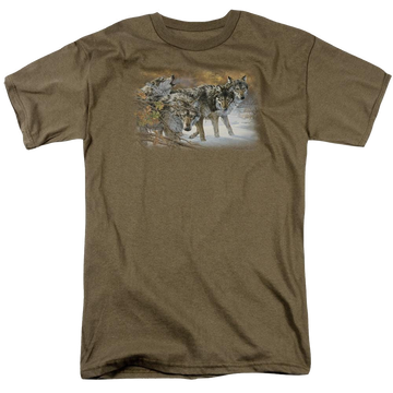 Safari green men's regular fit t-shirt with Wild Wings Body Language graphic