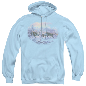 Light blue pullover hoodie with Wild Wings Battling Bulls graphic