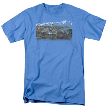 Carolina blue men's regular fit t-shirt with Wild Wings Caribou graphic