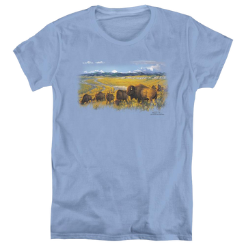 Carolina blue women's t-shirt with Wild Wings The Passing Herd graphic