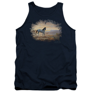 Navy men's tank with Wild Wings Dust At Dawn graphic