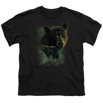 Black youth t-shirt for ages 8 to 12 with Wild Wings Black Bears graphic