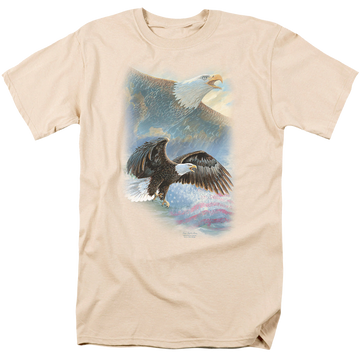 Cream men's regular fit t-shirt with Wild Wings Eagle Pride graphic
