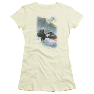 Cream juniors t-shirt with Wild Wings Eagle Pride graphic