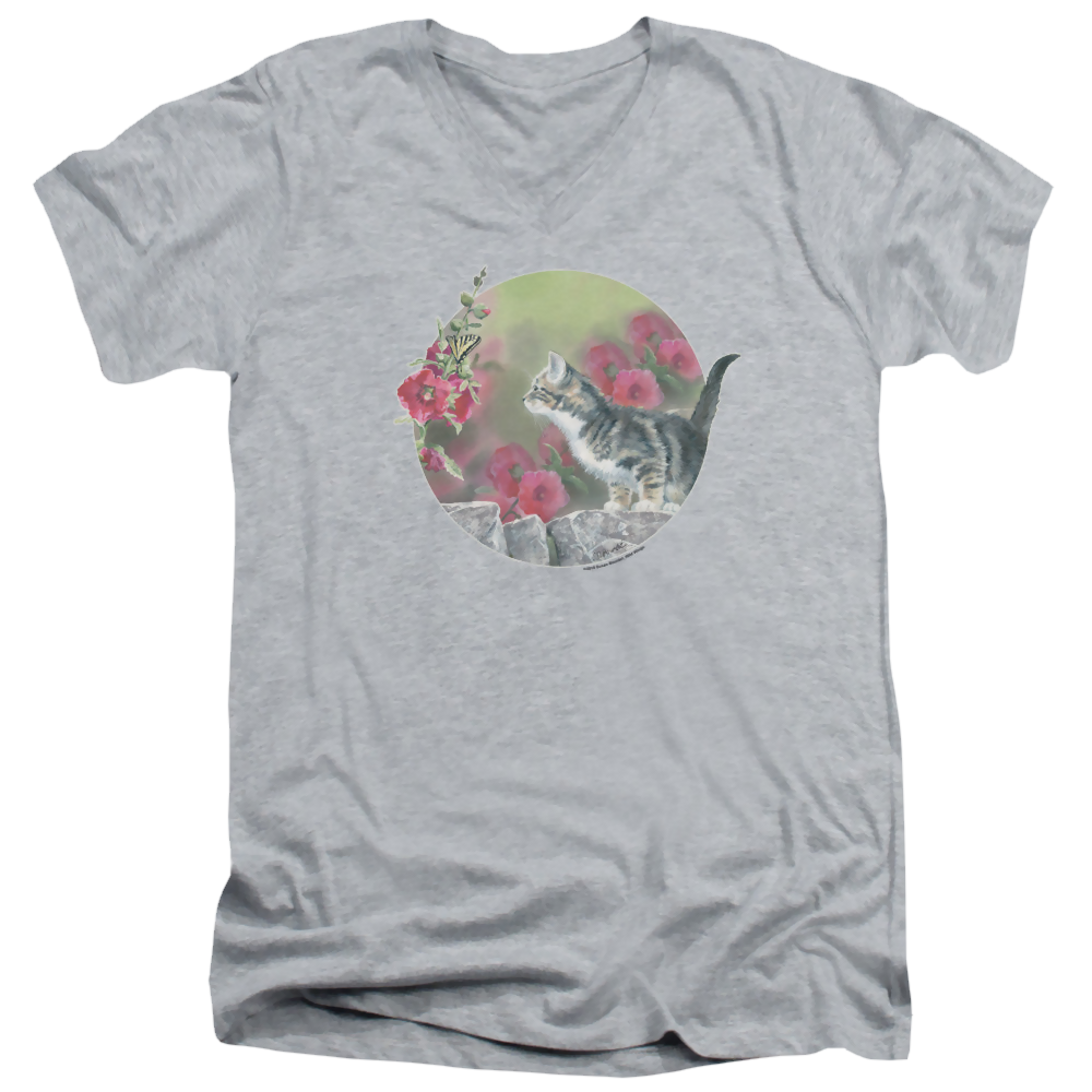 Wild Wings Kitten Flowers - Men's V-Neck T-Shirt Men's V-Neck T-Shirt Wild Wings   