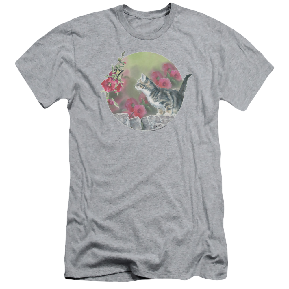 Wild Wings Kitten Flowers - Men's Slim Fit T-Shirt Men's Slim Fit T-Shirt Wild Wings   
